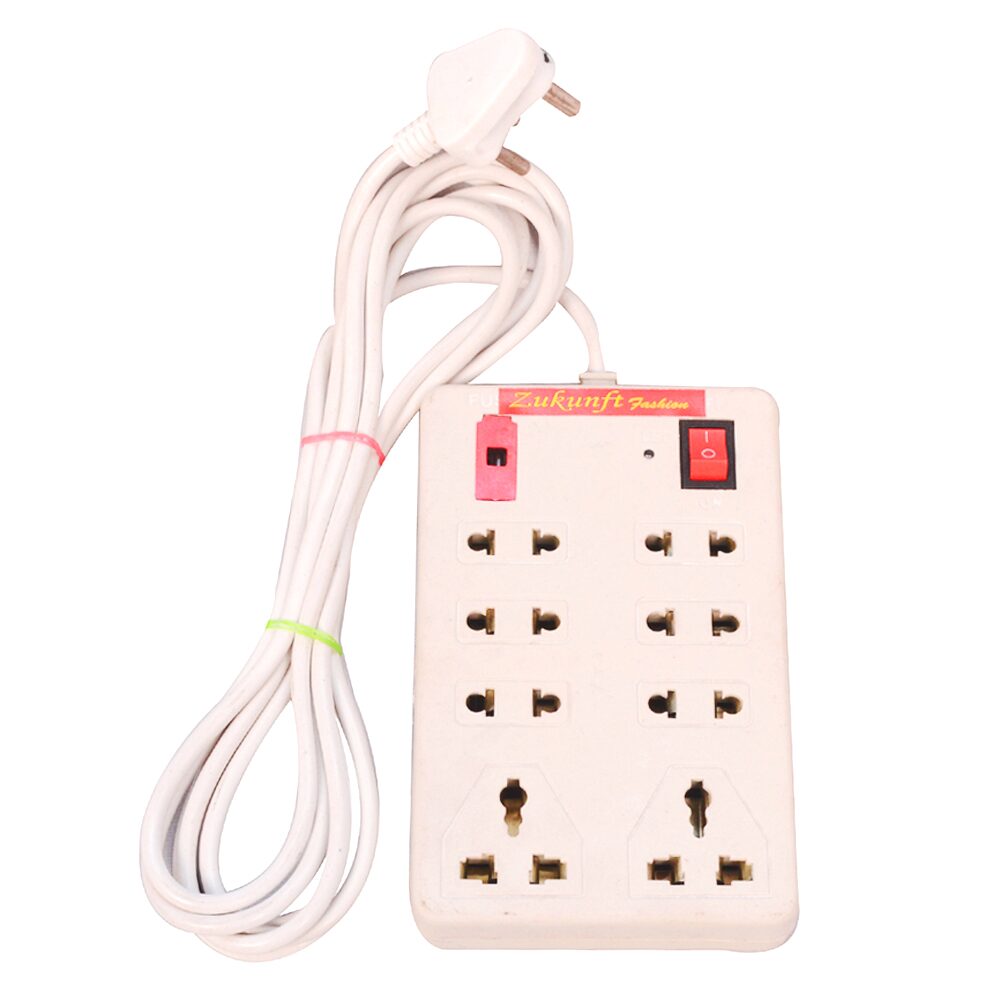 

ZUKUNFT FASHION Multi Pin White Extension Board ( 3 5 m 8 Socket 1 Switches)