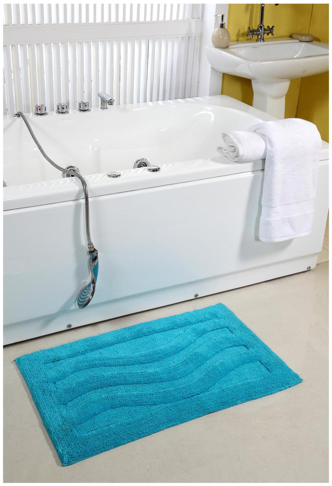 

HomeFurry Blue TRIPLE WAVE Cotton Bath Mat