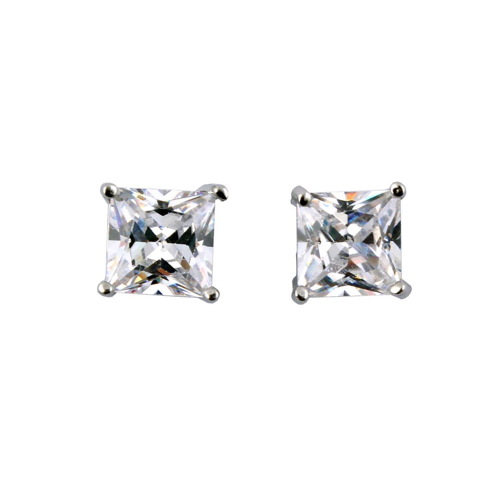 

1 PAIR CZ CLEAR SQUARE ROUND MAGNETIC Clip-On EARRINGS STUDS Men Women