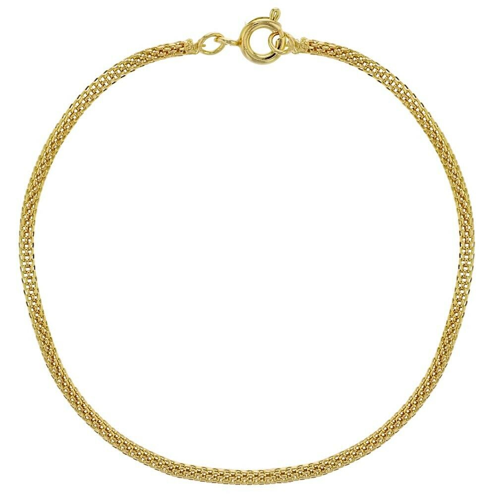 

18k Gold Plated Thin Mesh Tube Chain Women Bracelet 7 5