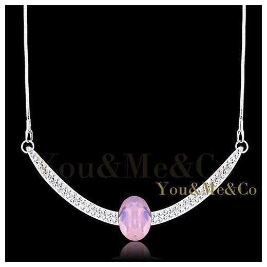 

18K White Gold EP 2 75ct Oval Cut Crystal Necklace