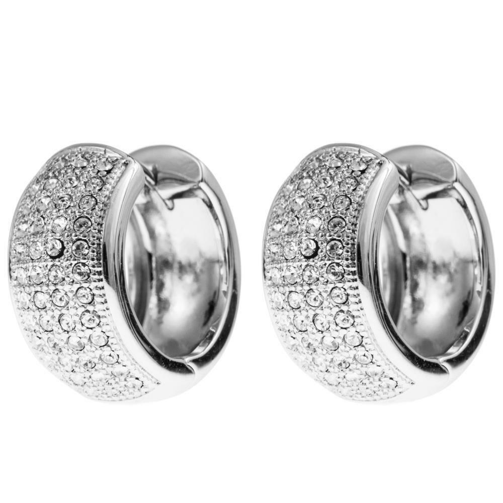 

18K White Gold Plated Earrings w Clip Design Crystals by Matashi