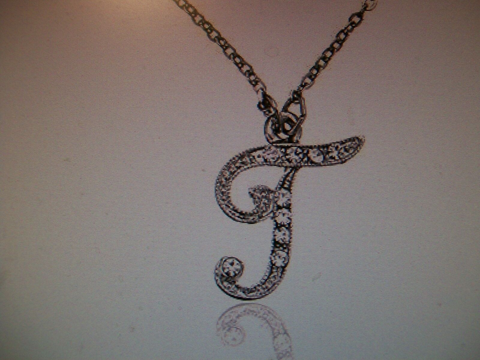 

1928 Boutique Initial T Crystal Encrusted Pendant Chain Necklace Silver NIB