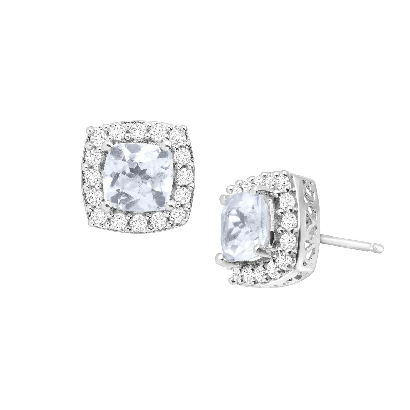

2 1 4 ct Created Aquamarine White Sapphire Stud Earrings in Sterling Silver