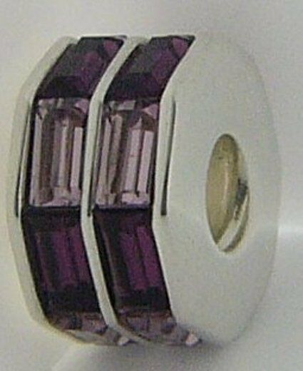 

2083-0402 CHAMILIA STERLING SILVER PURPLE DOUBLE BAGUETTE CHARM NEW RETIRED RARE