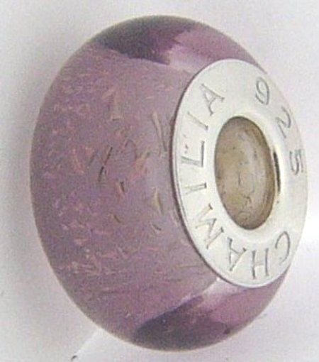 

2115-0018 CHAMILIA STERLING SILVER PURPLE GLITTER MURANO GLASS BEAD NEW RETIRED