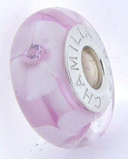 

2116-0113 CHAMILIA STERLING SILVER BREAST CANCER MURANO GLASS BEAD NEW RETIRED