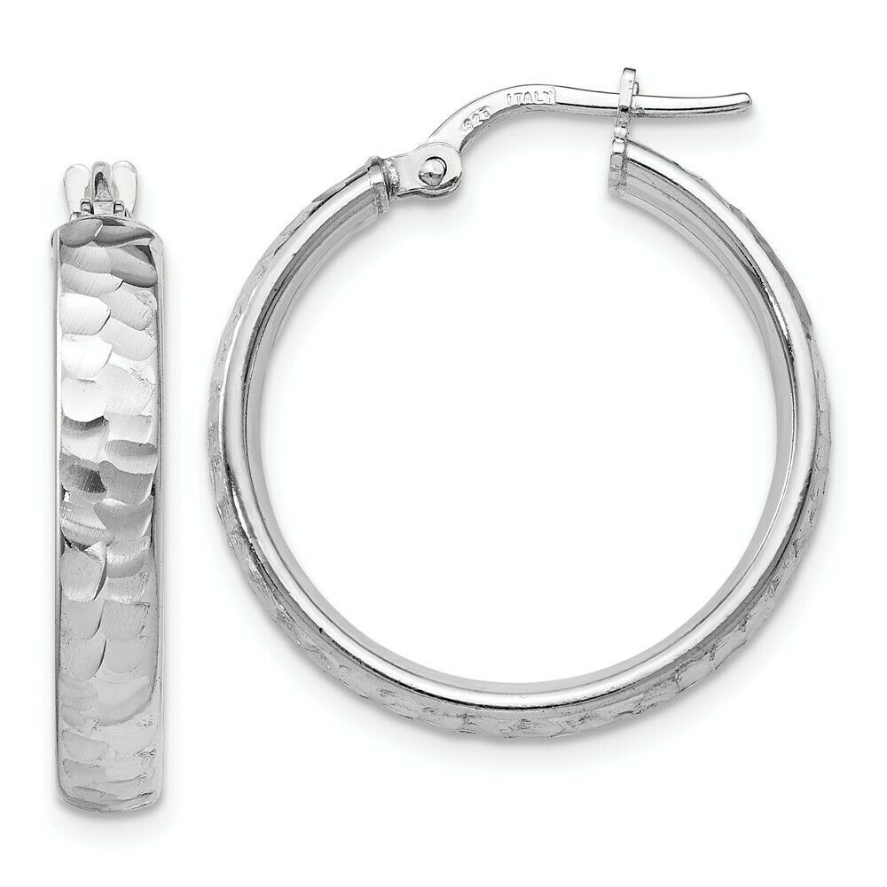 

4mm Textured Half Round Hoop Earrings in Sterling Silver 24mm