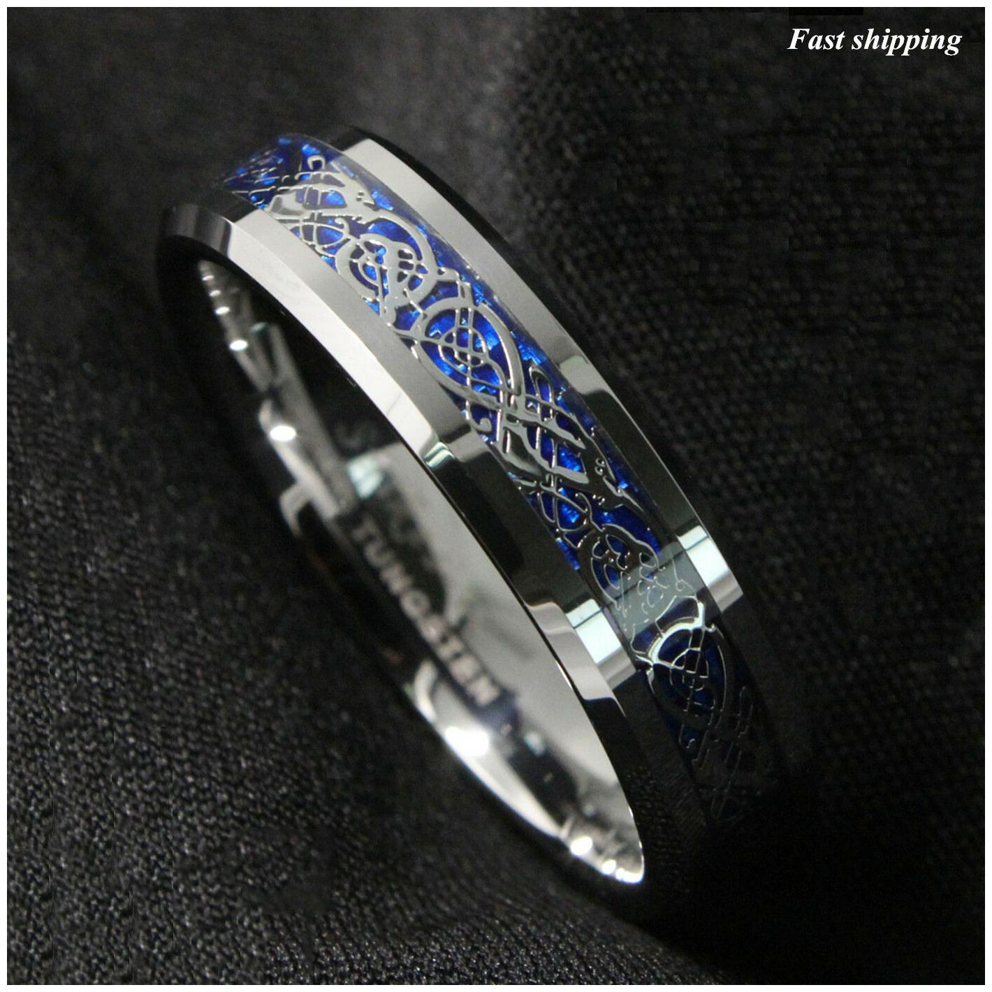 

6Mm Silvering Celtic Dragon Tungsten Carbide Ring Mens Jewelry Wedding Band