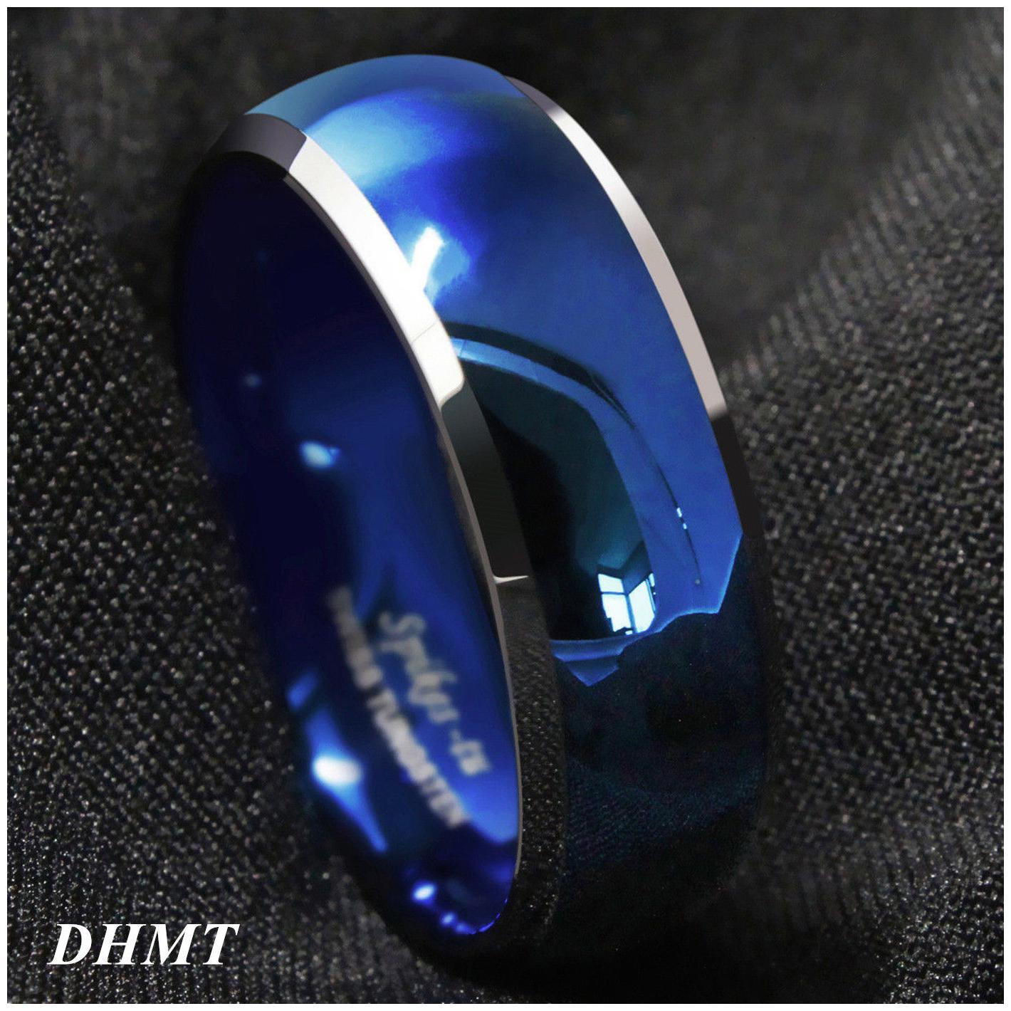 

8Mm Gold Black Silver CZ brushed Tungsten Carbide Ring Wedding Band Mens Jewelry