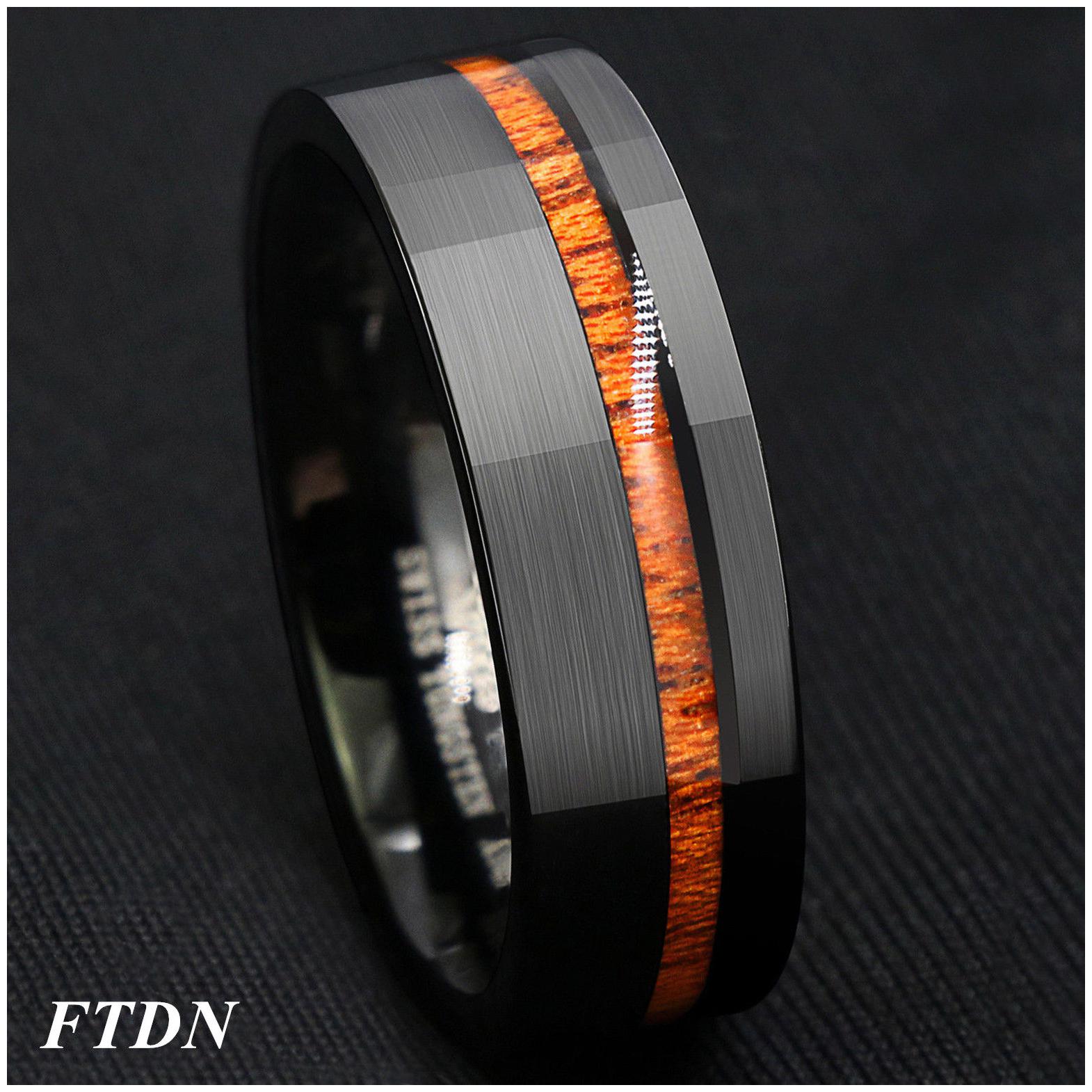

8Mm Gold Black Silver CZ brushed Tungsten Carbide Ring Wedding Band Mens Jewelry