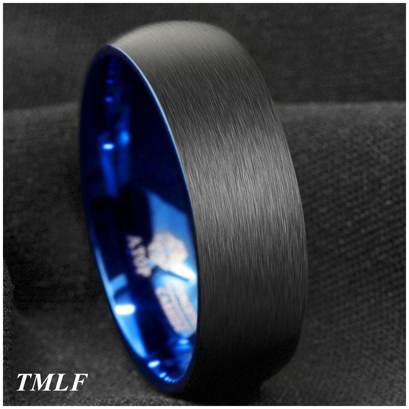 

8Mm Gold Black Silver CZ brushed Tungsten Carbide Ring Wedding Band Mens Jewelry