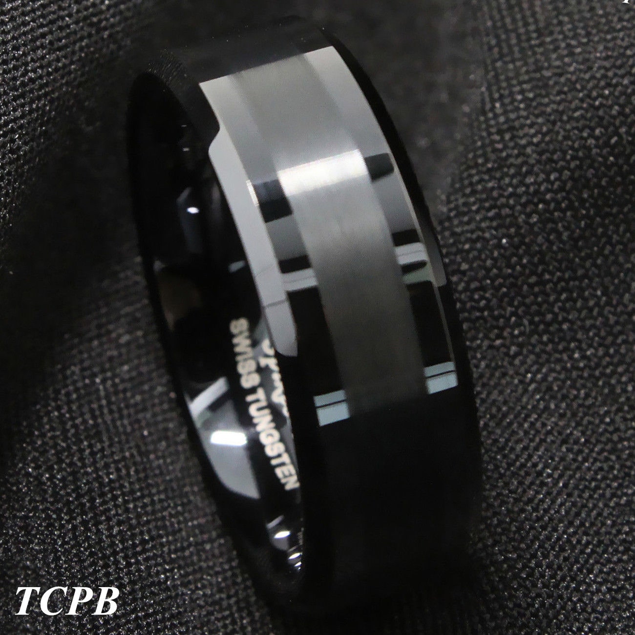 

8Mm Gold Black Silver CZ brushed Tungsten Carbide Ring Wedding Band Mens Jewelry