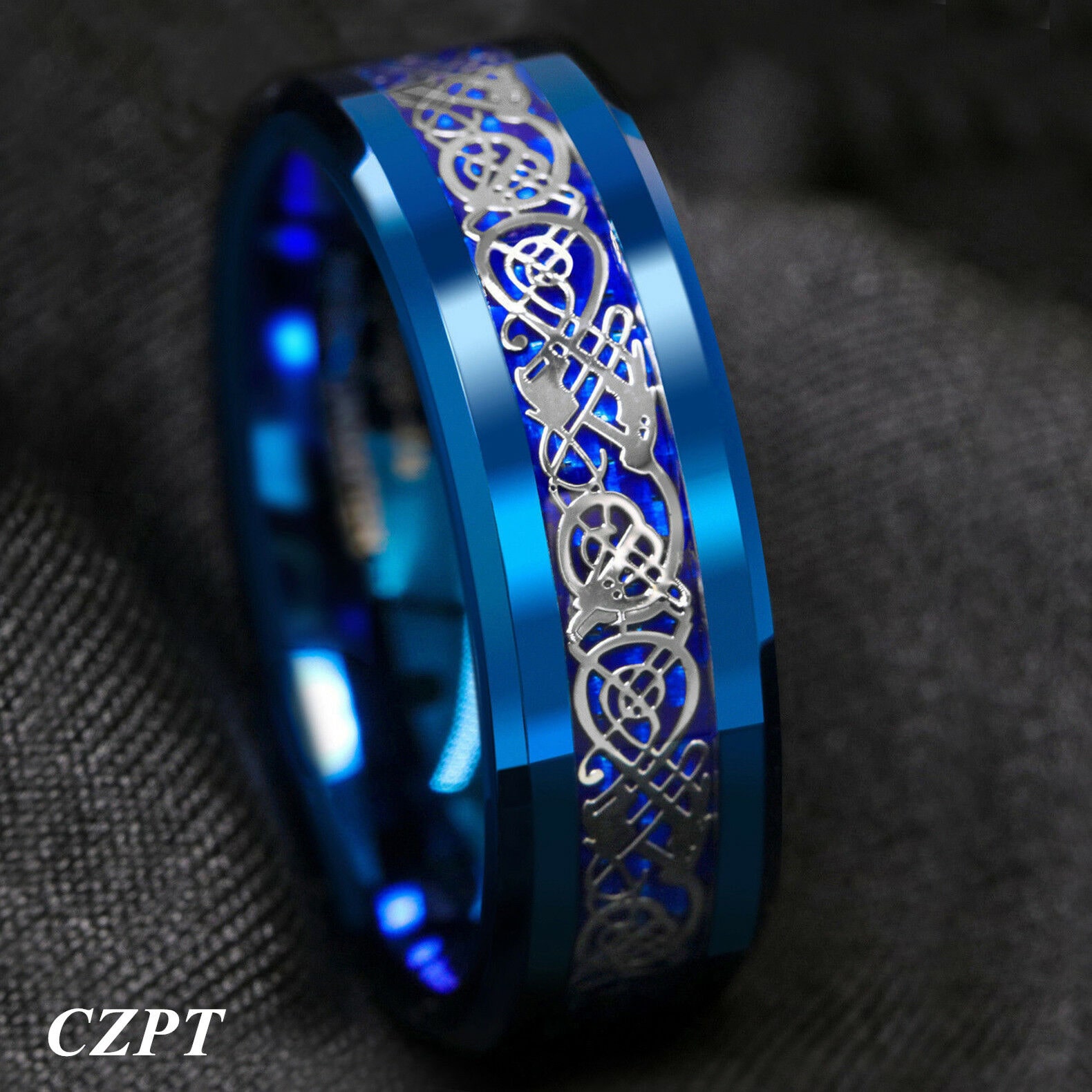 

8Mm Gold Black Silver CZ brushed Tungsten Carbide Ring Wedding Band Mens Jewelry