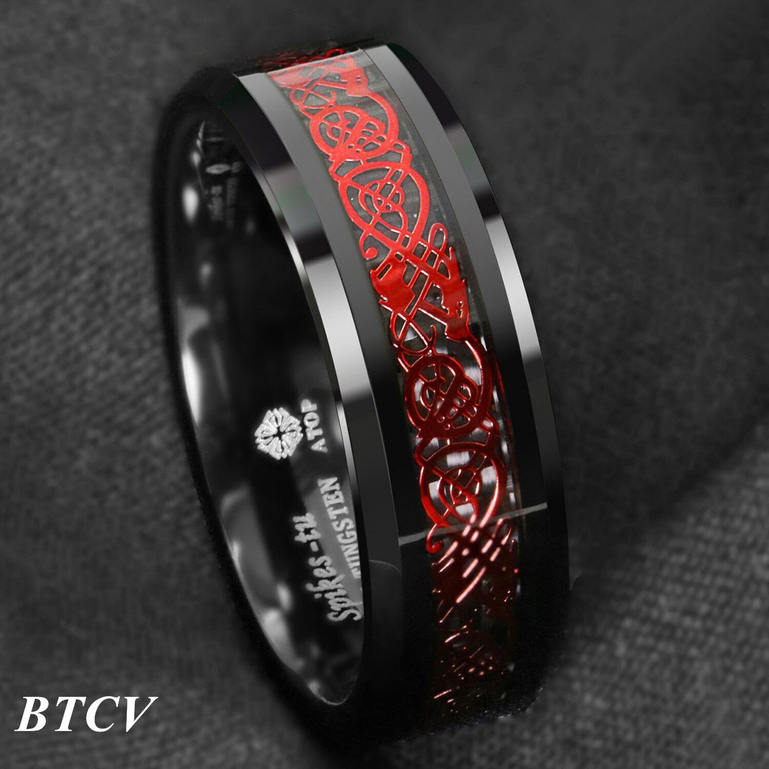 

8Mm Gold Black Silver CZ brushed Tungsten Carbide Ring Wedding Band Mens Jewelry