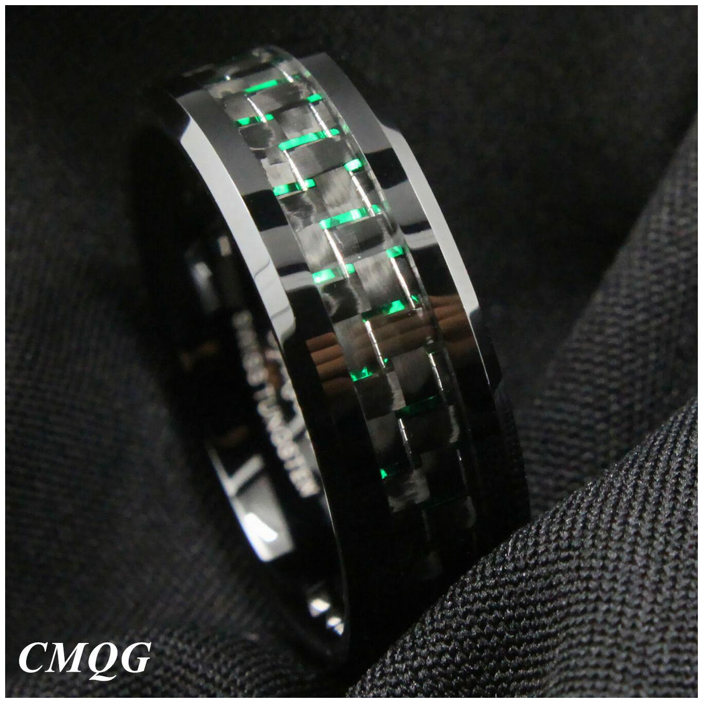 

8Mm Gold Black Silver CZ brushed Tungsten Carbide Ring Wedding Band Mens Jewelry
