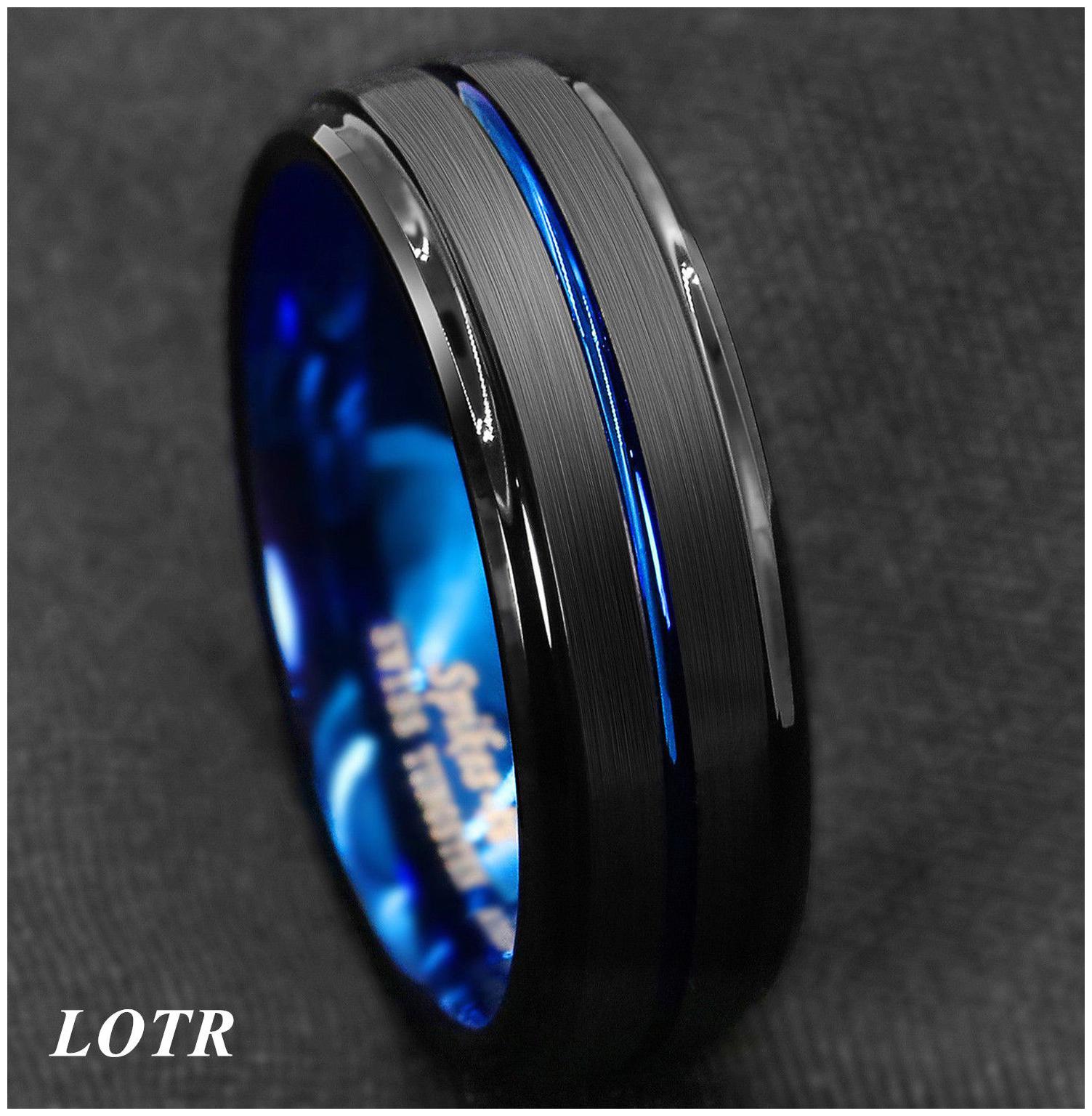 

8Mm Gold Black Silver CZ brushed Tungsten Carbide Ring Wedding Band Mens Jewelry