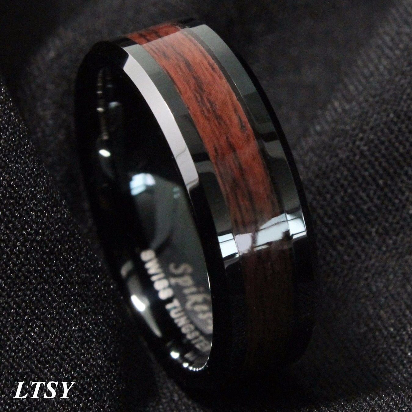 

8Mm Gold Black Silver CZ brushed Tungsten Carbide Ring Wedding Band Mens Jewelry