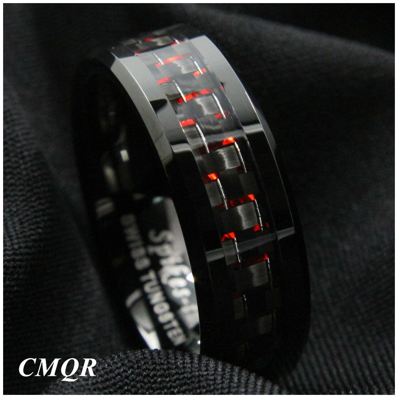 

8Mm Gold Black Silver CZ brushed Tungsten Carbide Ring Wedding Band Mens Jewelry
