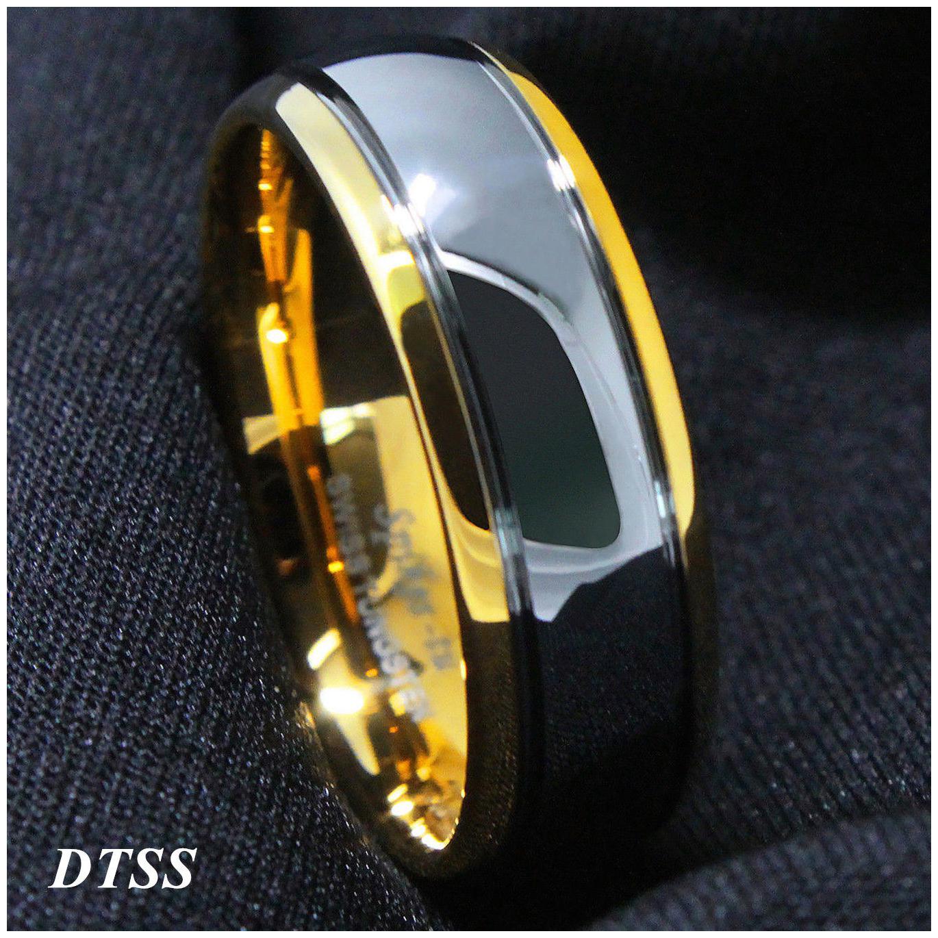 

8Mm Gold Black Silver CZ brushed Tungsten Carbide Ring Wedding Band Mens Jewelry