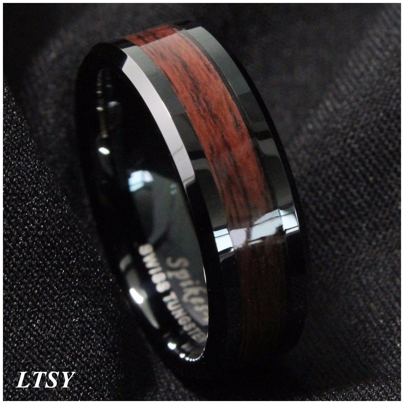

8Mm Gold Black Silver CZ brushed Tungsten Carbide Ring Wedding Band Mens Jewelry