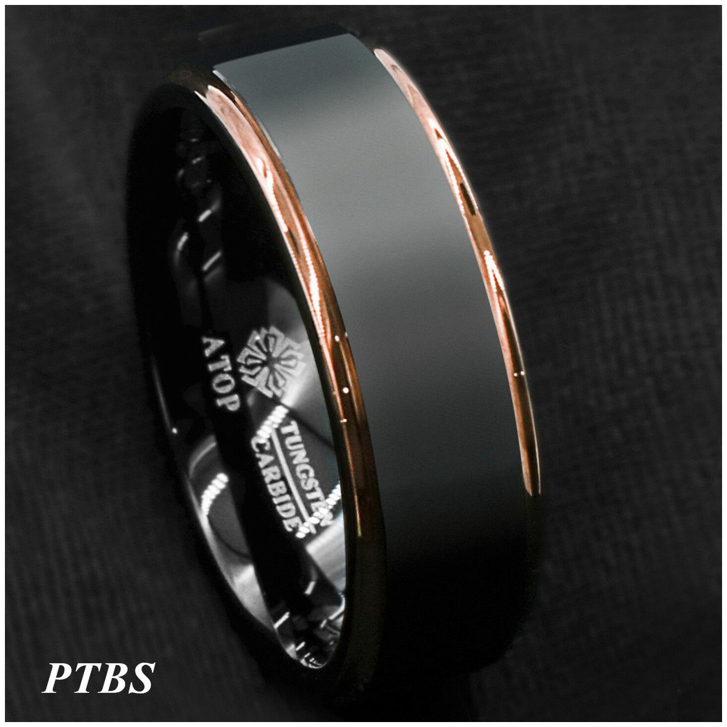 

8Mm Gold Black Silver CZ brushed Tungsten Carbide Ring Wedding Band Mens Jewelry