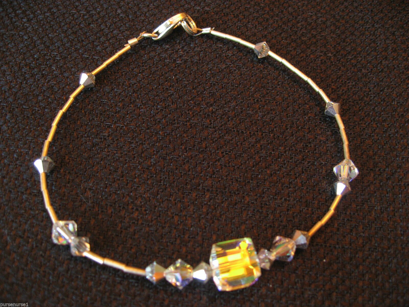 

925 Silver Clear Beaded Swarovski Crystal Bracelet 8 New