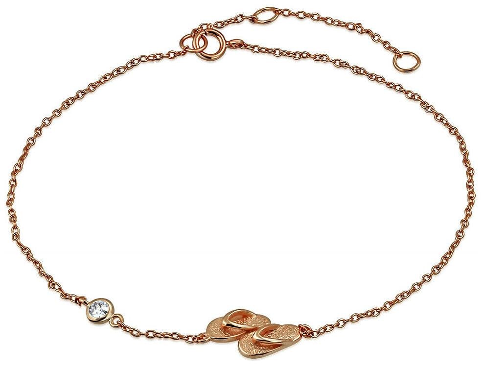 

925 Sterling Silver Bezel-Set CZ Flip-Flops Slippers Anklet Bracelet