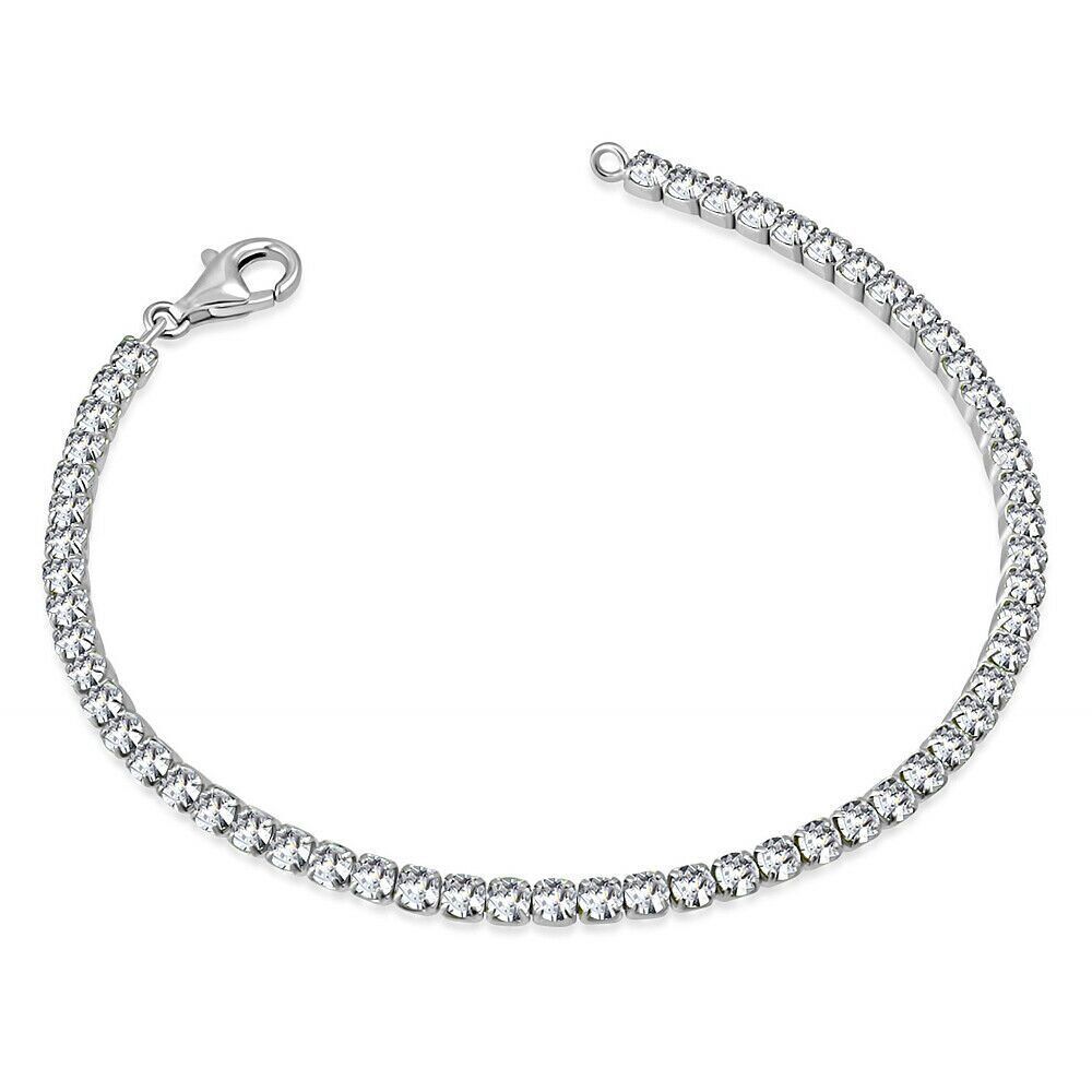 

925 Sterling Silver White Clear Round CZ Classic Tennis Bracelet 7 5