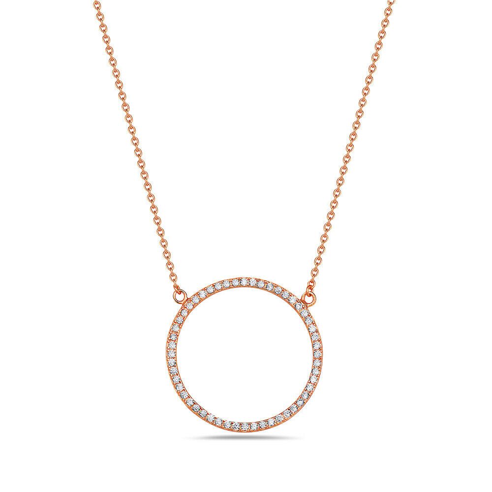 

925 Sterling Silver Circle of Life White Clear CZ Pendant Necklace