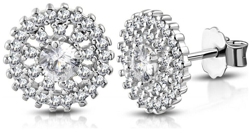 

925 Sterling Silver White Clear CZ Round Stud Earrings