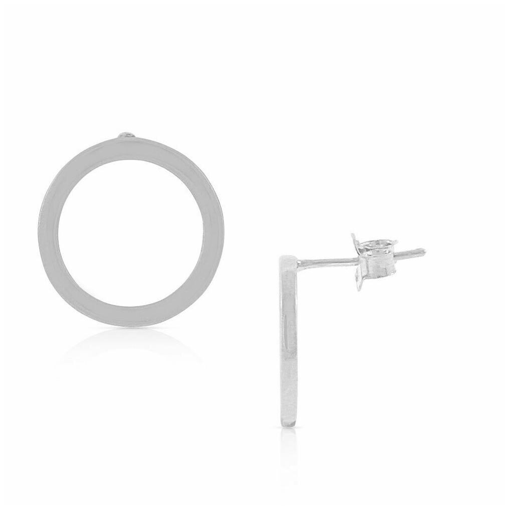 

925 Sterling Silver Cut-Out Shape Circle Stud Earrings 0 55