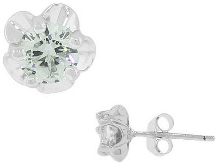 

925 Sterling Silver White Crystals CZ Flowers Small Unisex Stud Earrings