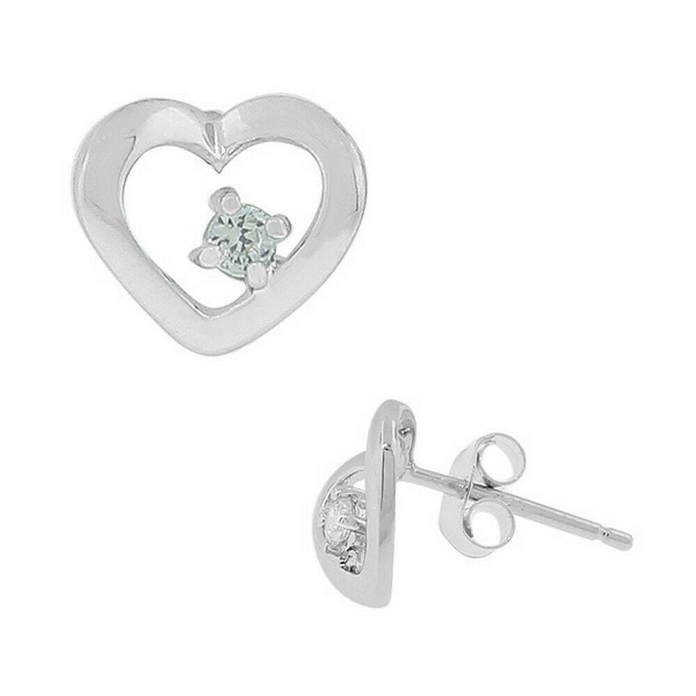 

925 Sterling Silver White Crystals CZ Love Heart Small Womens Stud Earrings
