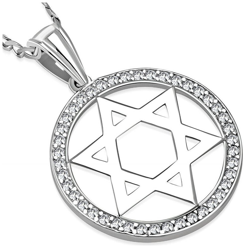 

925 Sterling Silver Jewish Star of David Mens Boys Pendant Necklace 22