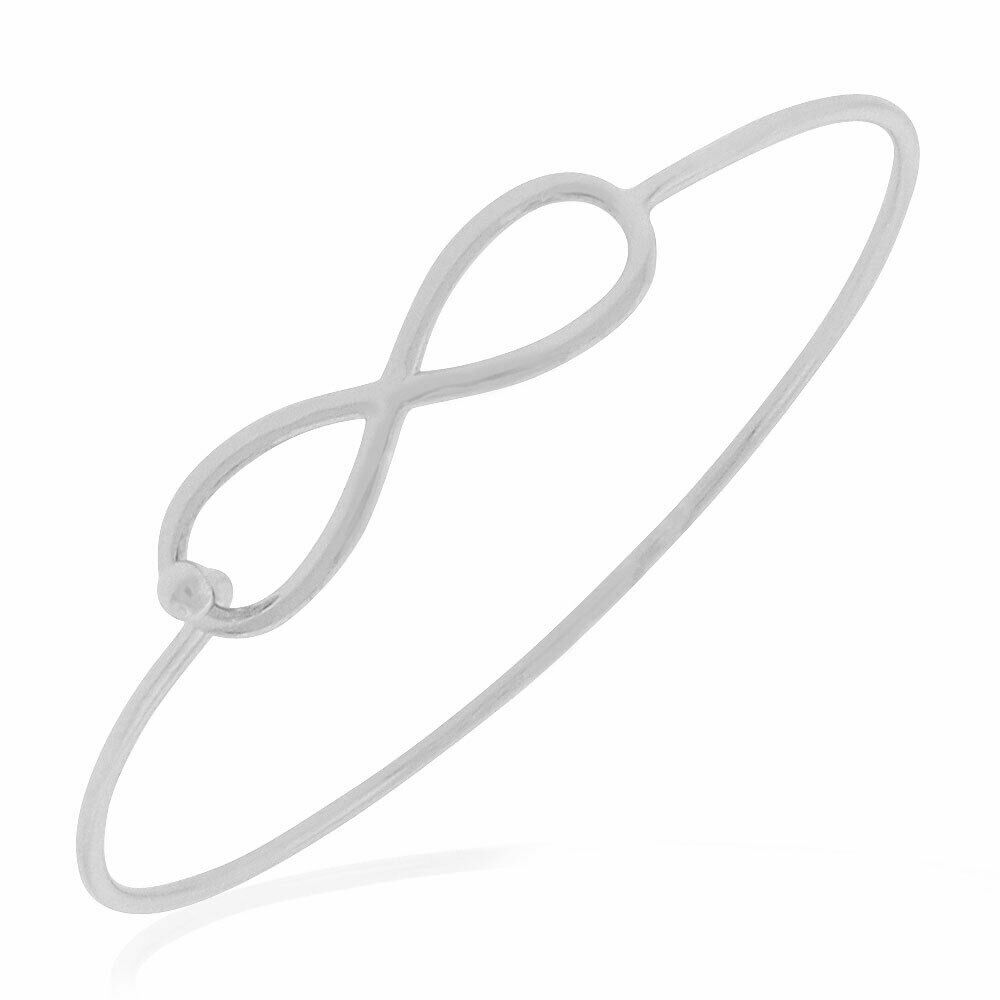 

925 Sterling Silver Yellow Gold-Tone Classic Infinity Bangle Bracelet 7