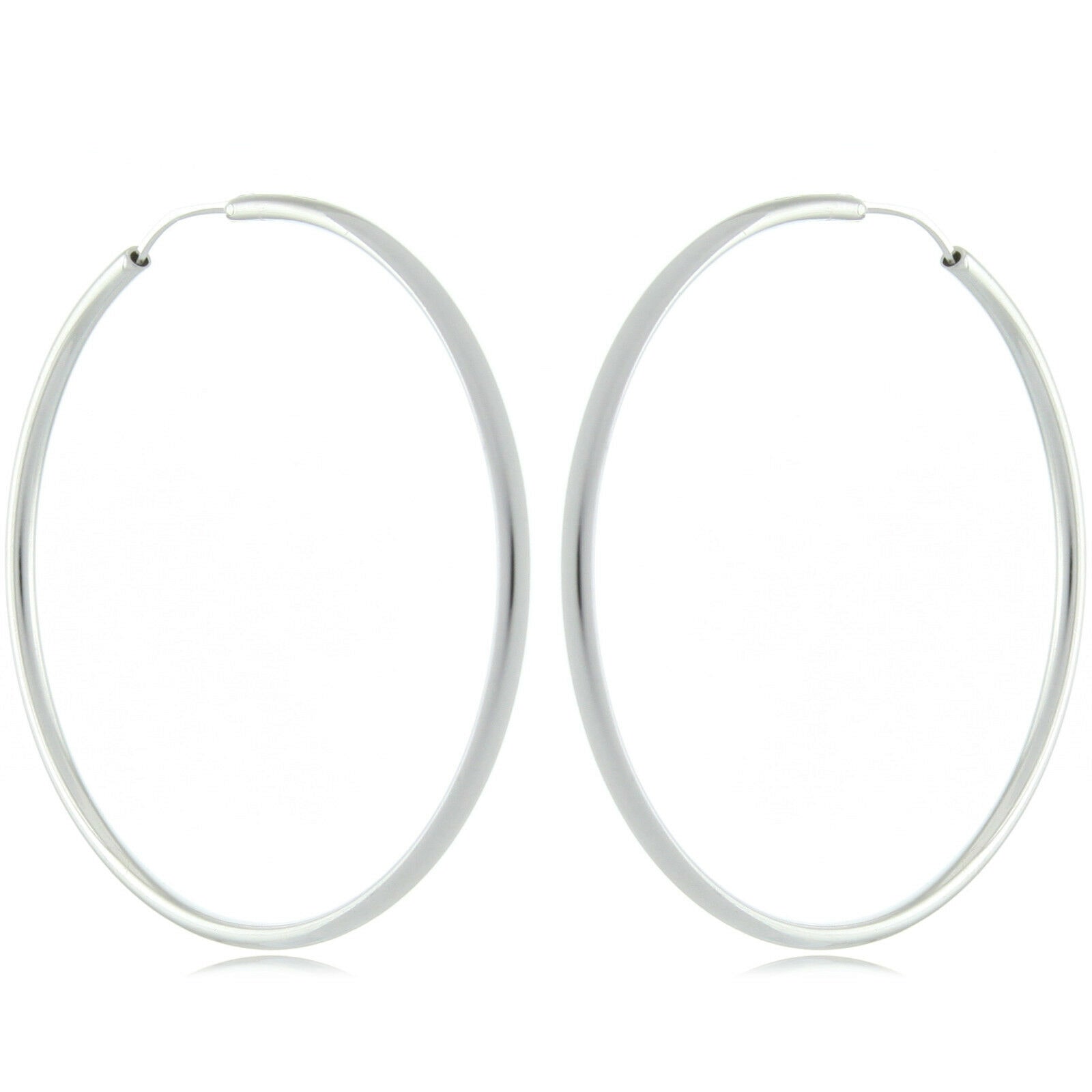 

925 Sterling Silver 2 75 3 3 25 3 5 3 75 4 Jumbo Endless Hoop Earrings 2mm