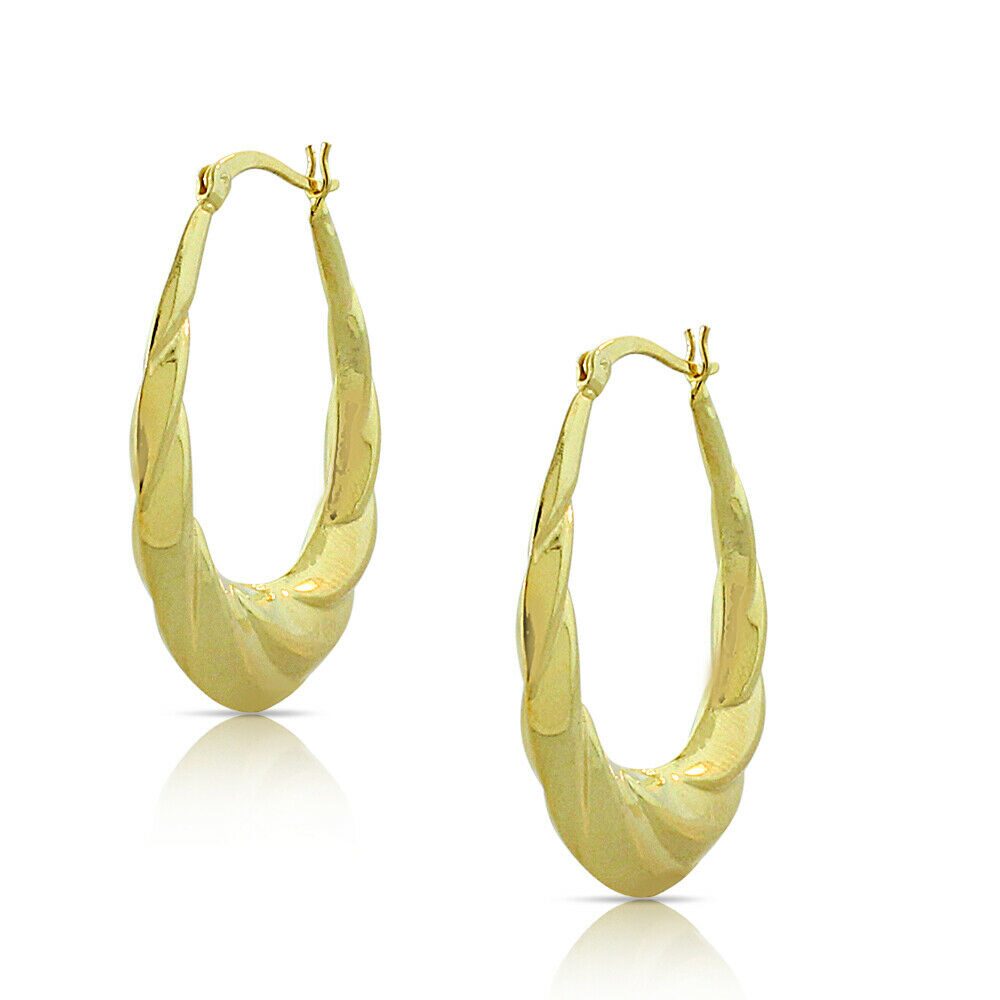 

925 Sterling Silver Yellow Gold-Tone Oval Hoop Earrings 1 40