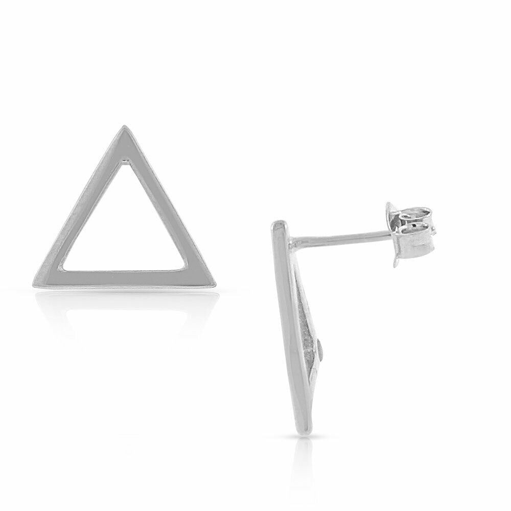 

925 Sterling Silver Cut-Out Shape Triangle Stud Earrings 0 55