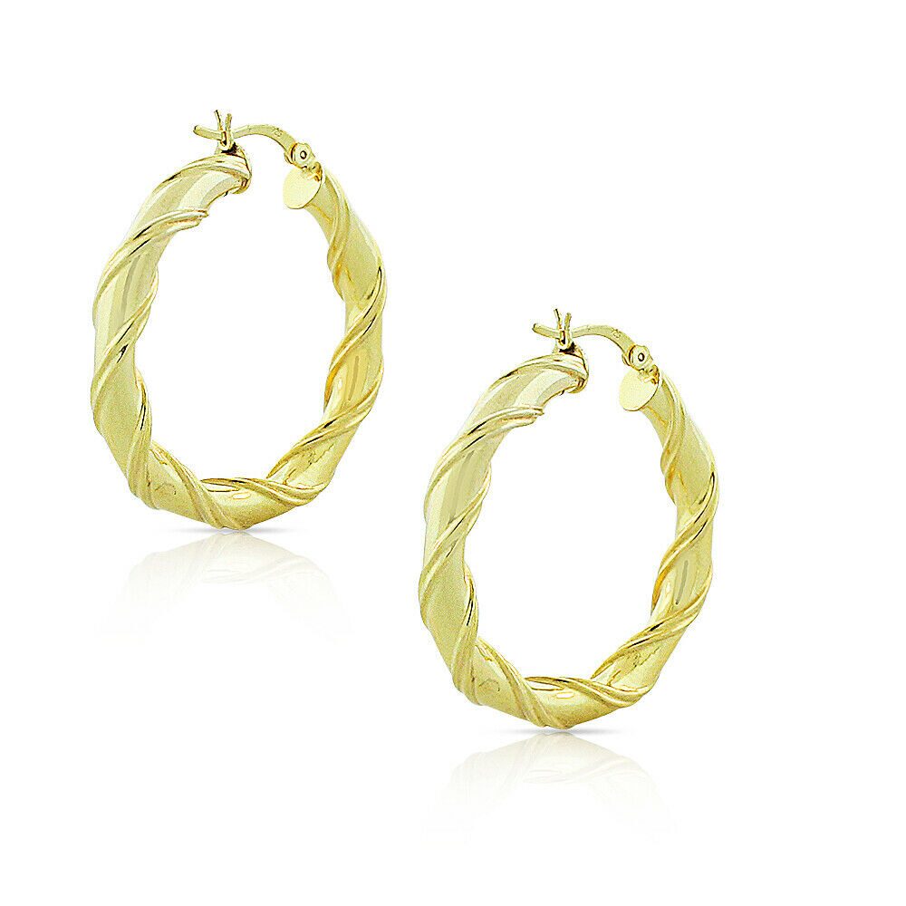 

925 Sterling Silver Yellow Gold-Tone Round Hoop Earrings 1