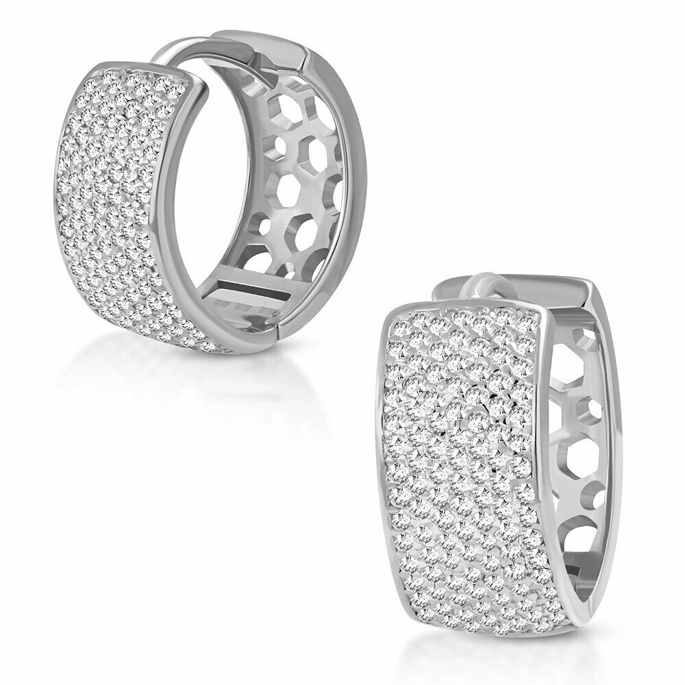 

925 Sterling Silver White Clear CZ Hoop Earrings 0 50