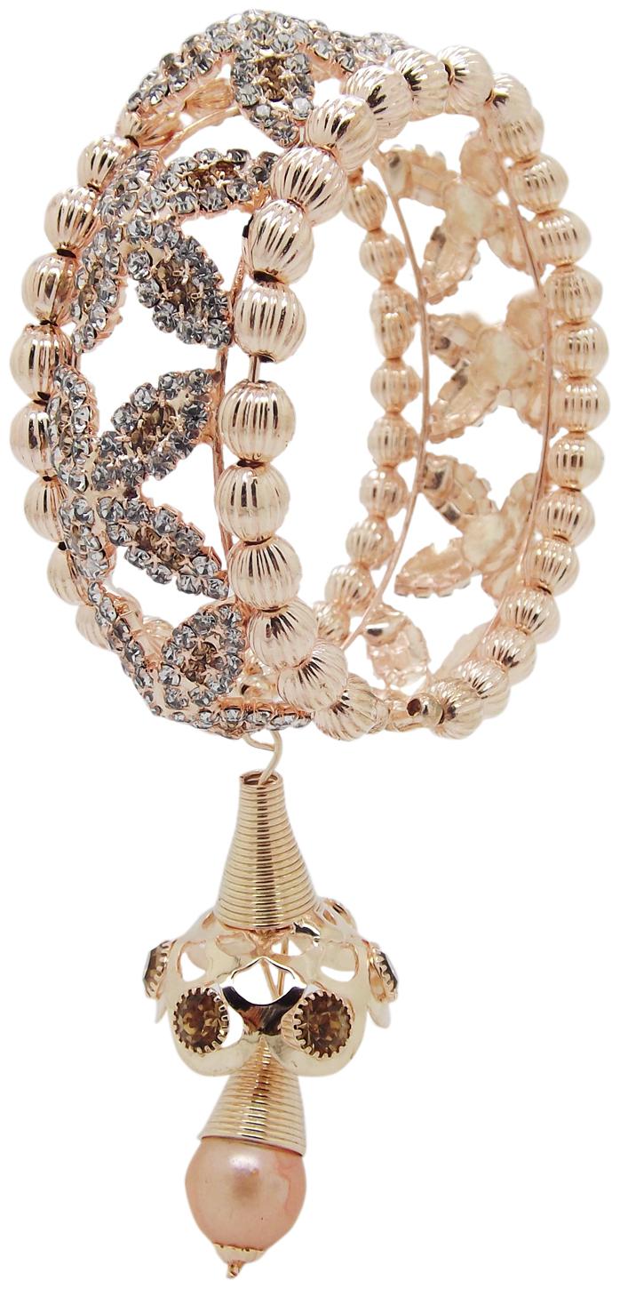 Biyu Pearl Collection LCT CZ Gold Plated Stone 4pc Bangles for Womens Girls