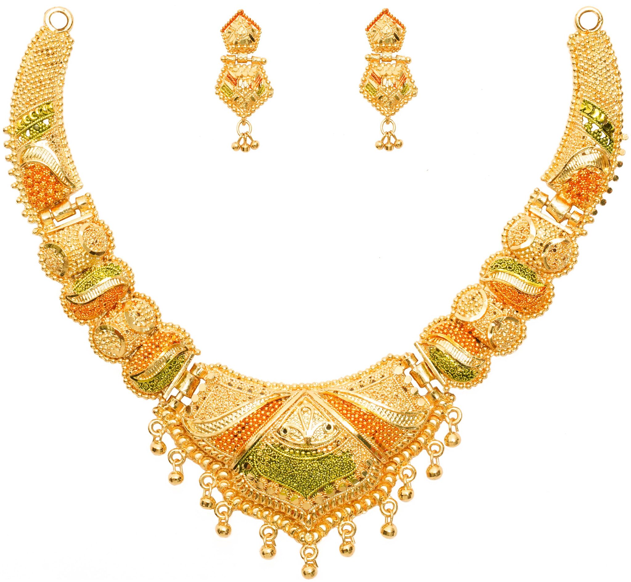 

A To Z Cart Women s One Gram Gold plated Necklace Set(IN22-CE Golden Free Size)