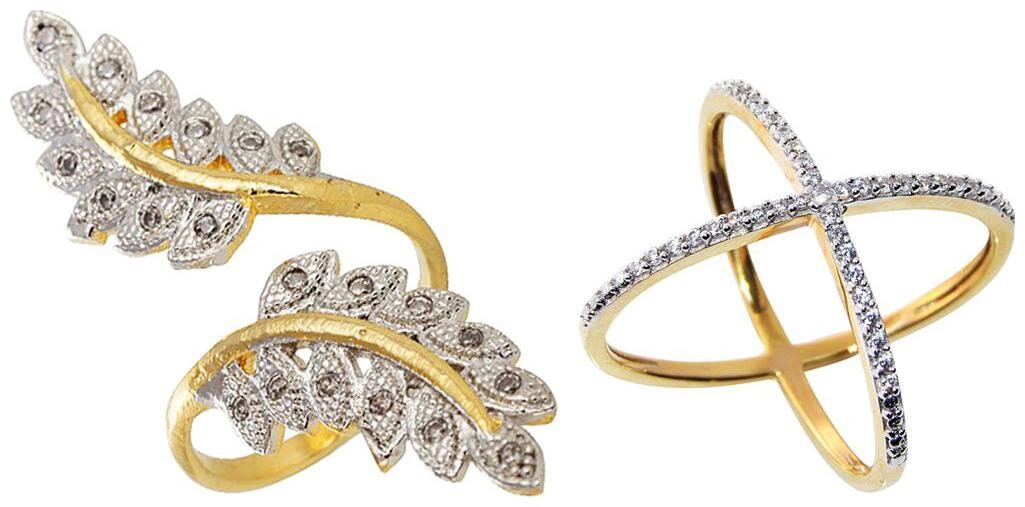 

Aabhu American Diamond Fancy Combo of 2 Party Wear Finger Rings Jewellery For Women And Girls