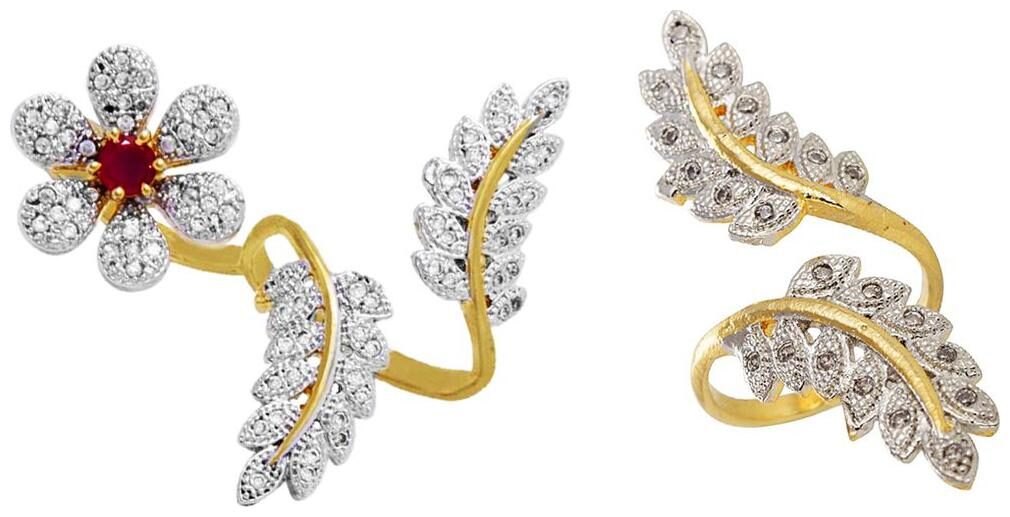 

Aabhu American Diamond Stylish Combo of 2 Party Wear Finger Rings Jewellery For Women And Girls