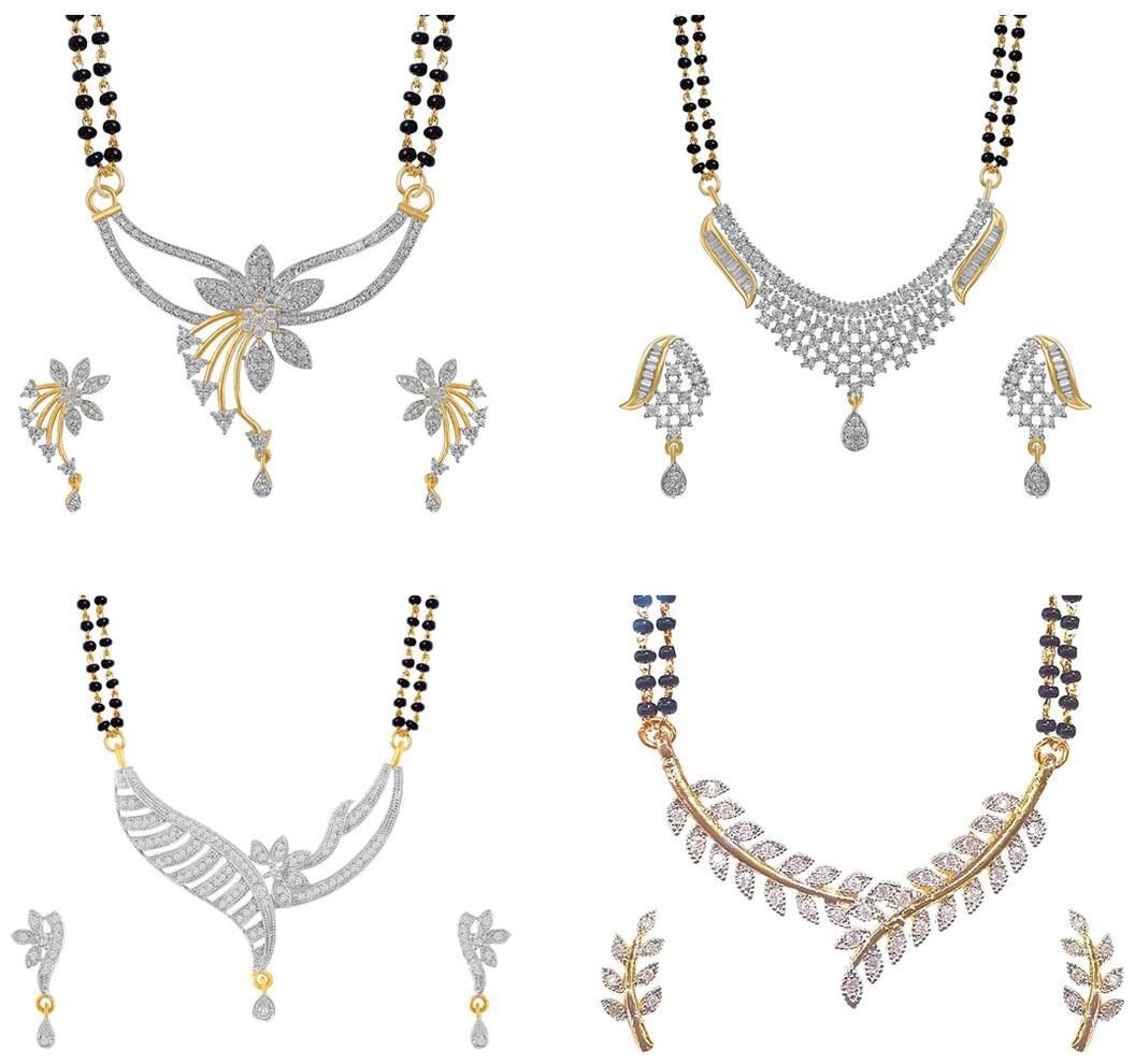 

Aabhu Classic Combo of 4 Mangalsutra with Chain and Earrings Jewellery Set for Women