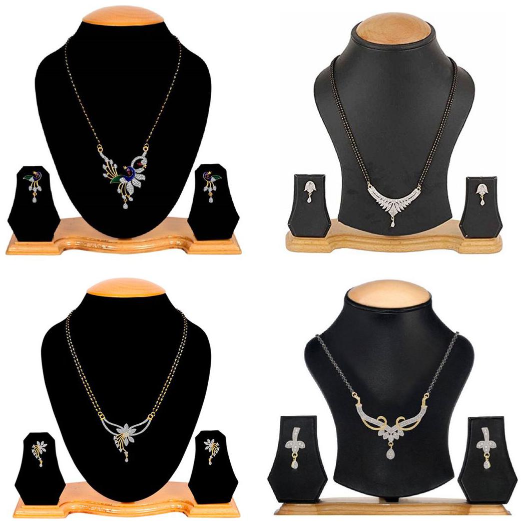 

Aabhu Classic Combo of 4 Mangalsutra with Chain and Earrings Jewellery Set for Women