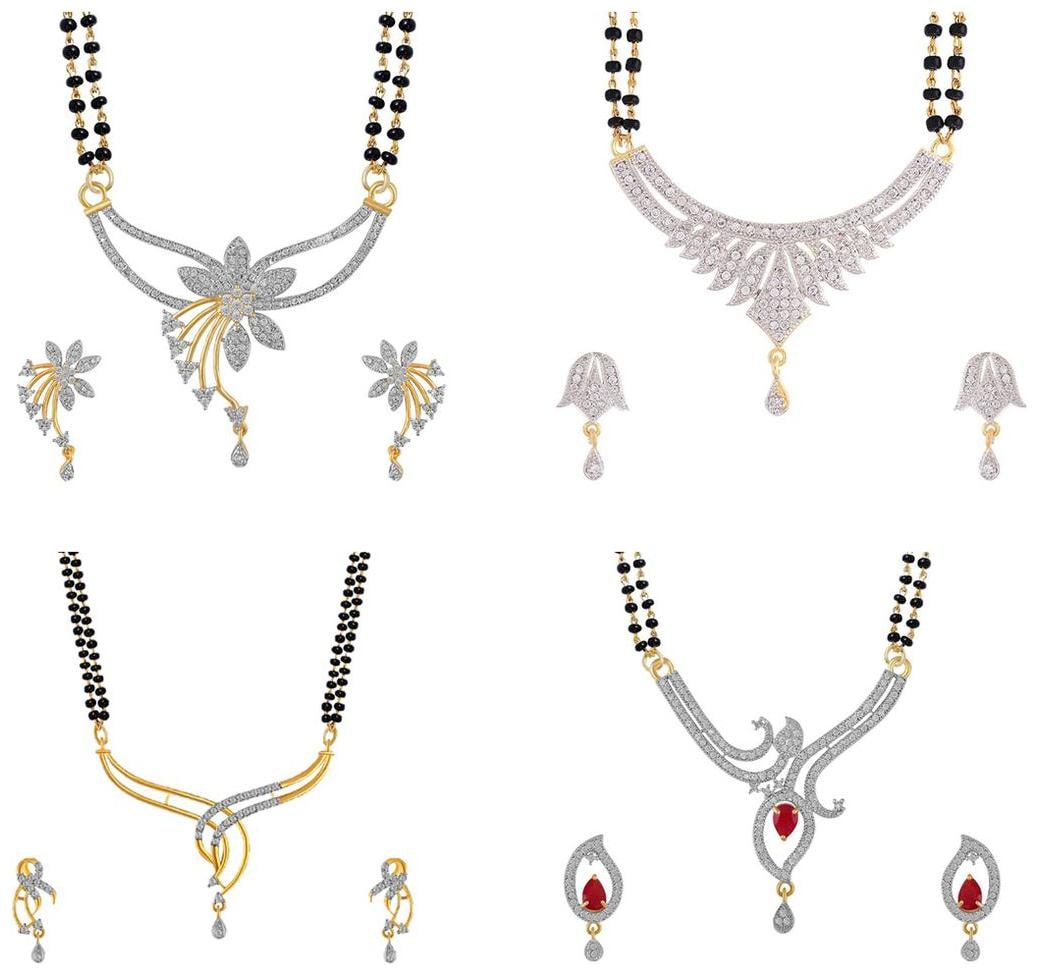 

Aabhu Classic Combo of 4 Mangalsutra with Chain and Earrings Jewellery Set for Women