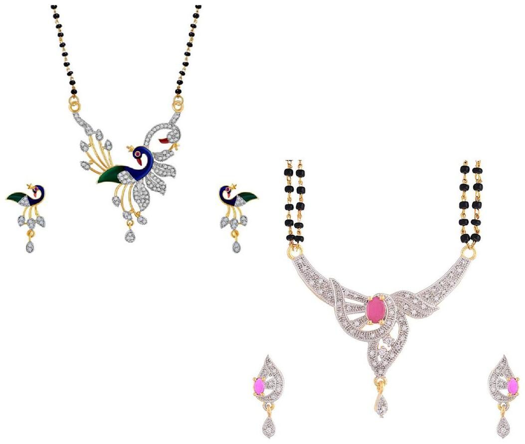 

Aabhu Conventional Combo of 2 Mangalsutra with Earrings Pair Jewellery Set for Women