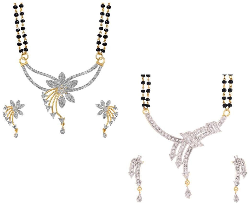 

Aabhu Conventional Combo of 2 Mangalsutra with Earrings Pair Jewellery Set for Women